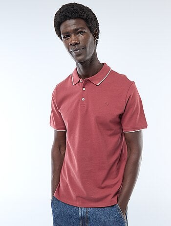 Polo de algodón liso para hombre con cuello polo
