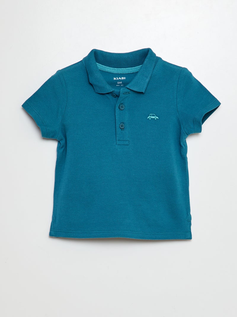 Polo de algodón piqué AZUL - Kiabi