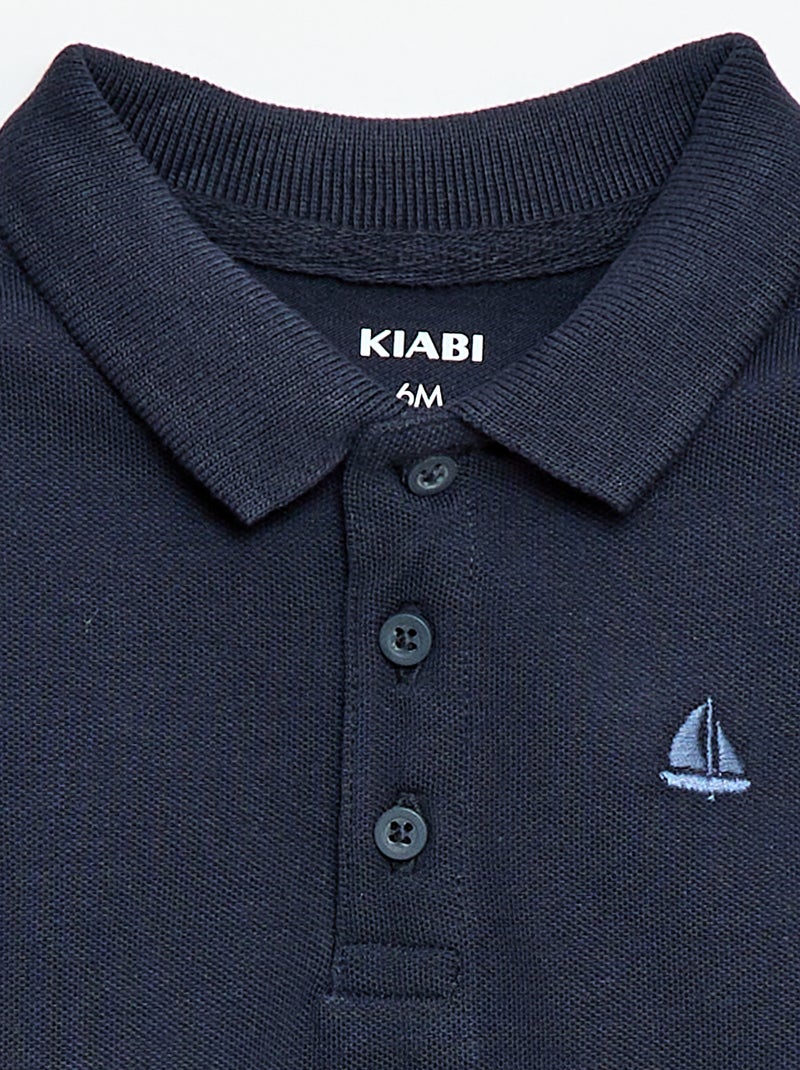 Polo de algodón piqué de manga corta Azul - Kiabi