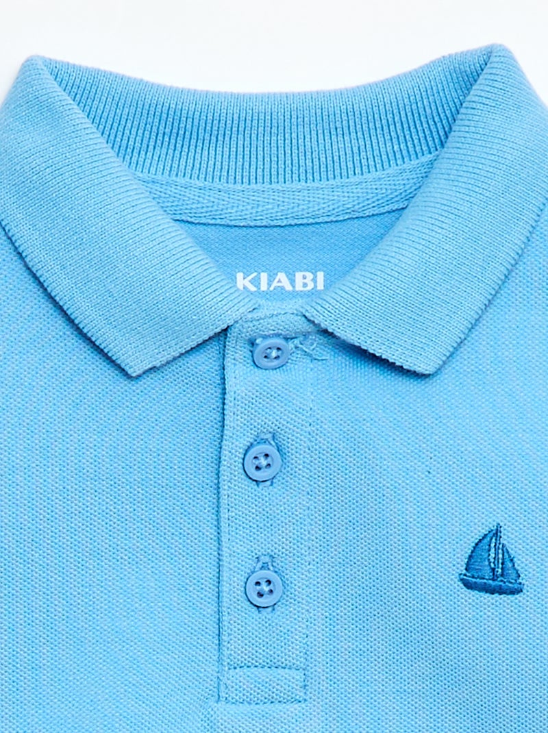 Polo de algodón piqué de manga corta Azul - Kiabi