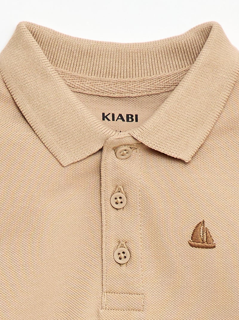 Polo de algodón piqué de manga corta Beige - Kiabi