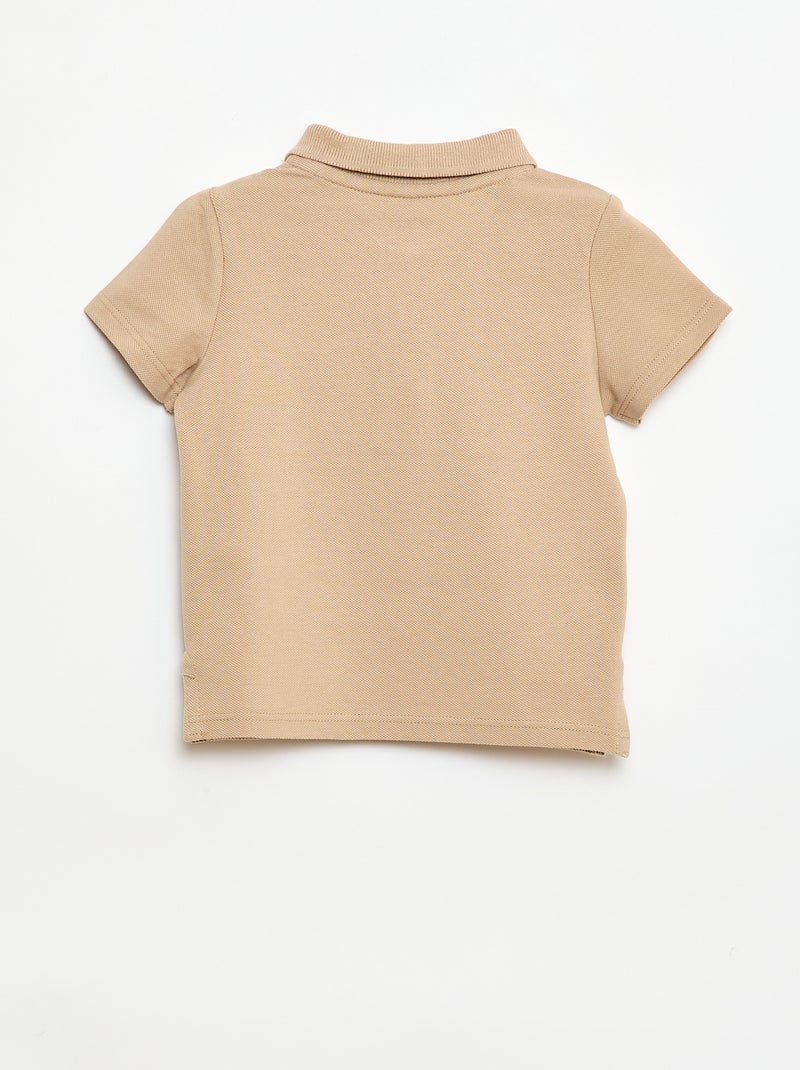 Polo de algodón piqué de manga corta Beige - Kiabi