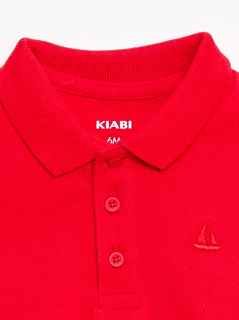 Polo de algodón piqué de manga corta Rojo - Kiabi