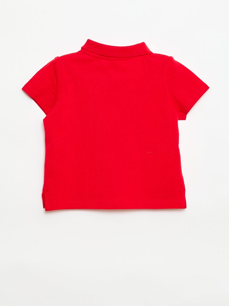 Polo de algodón piqué de manga corta Rojo - Kiabi