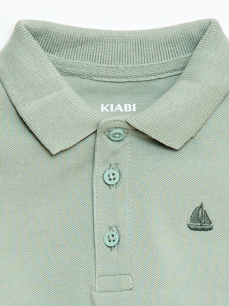 Polo de algodón piqué de manga corta Verde - Kiabi