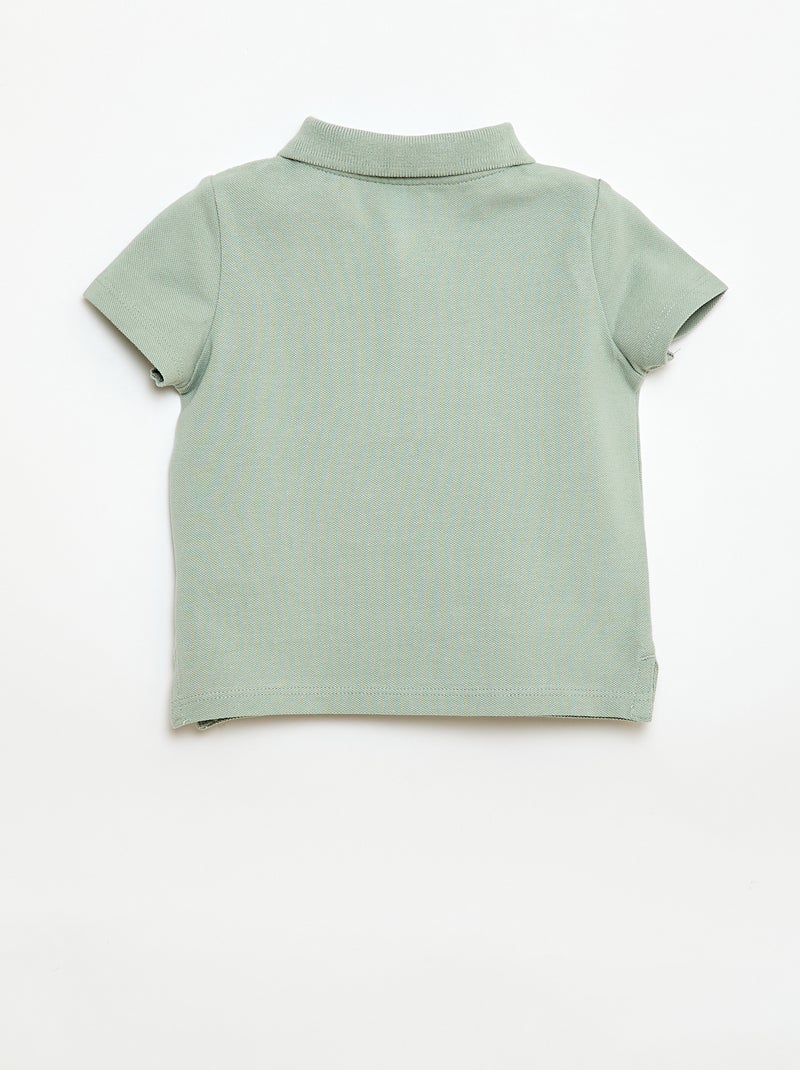 Polo de algodón piqué de manga corta Verde - Kiabi