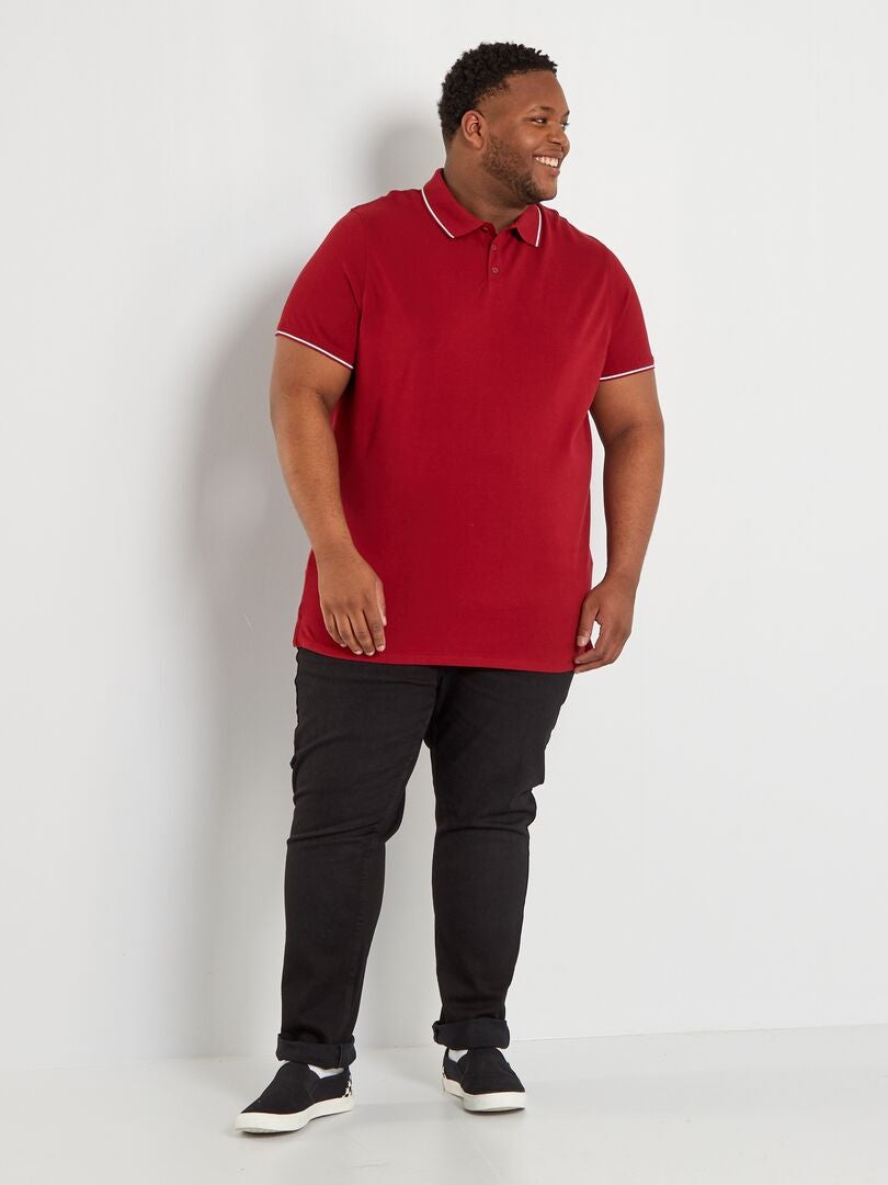 Polo de algodón rojo burdeos - Kiabi