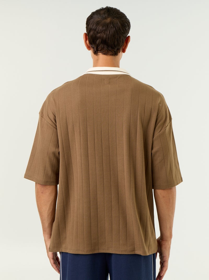 Polo de corte confort de manga corta Marron - Kiabi