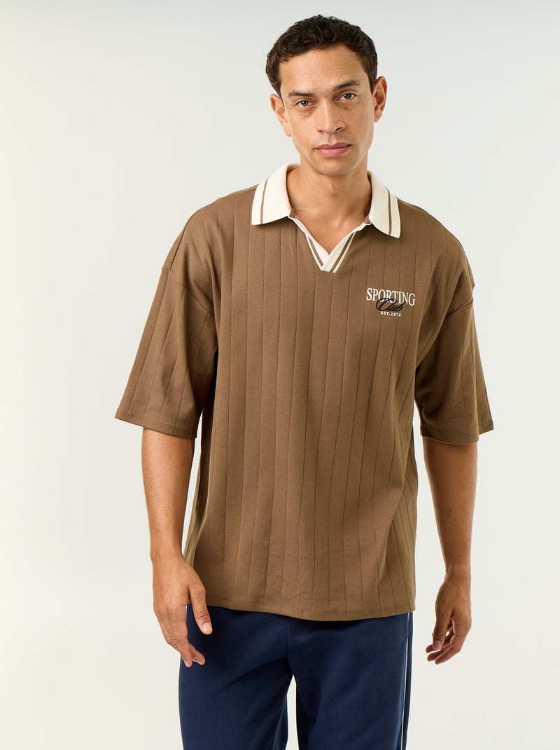 Polo de corte confort de manga corta Marron - Kiabi