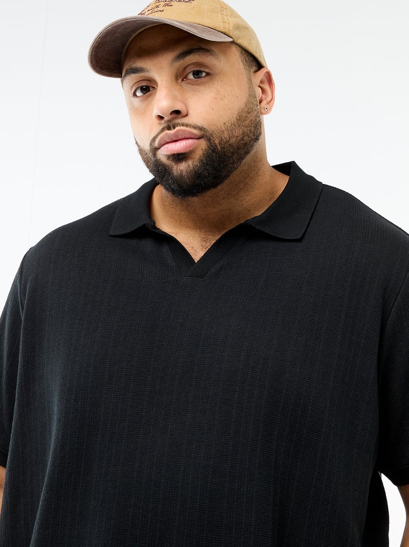 Polo de corte regular y manga corta Negro - Kiabi