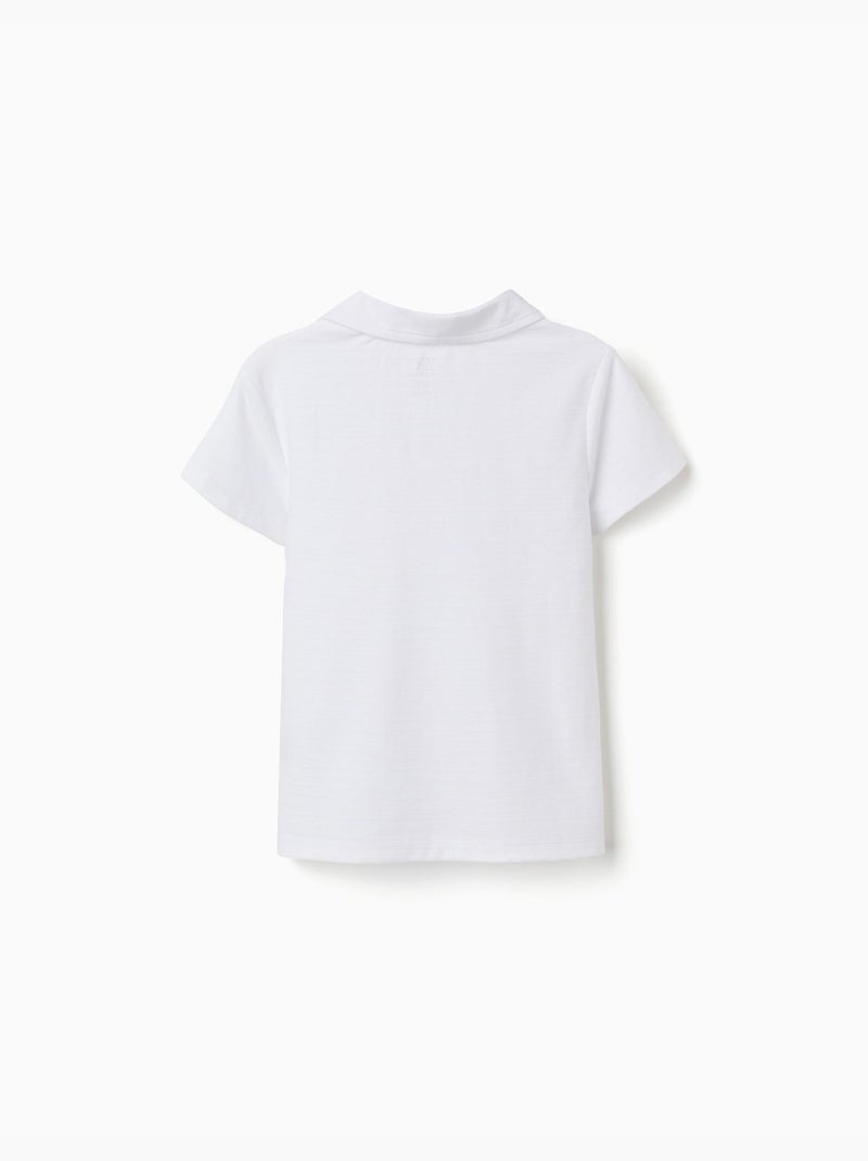 Polo de coton con jacquard Blanco - Kiabi