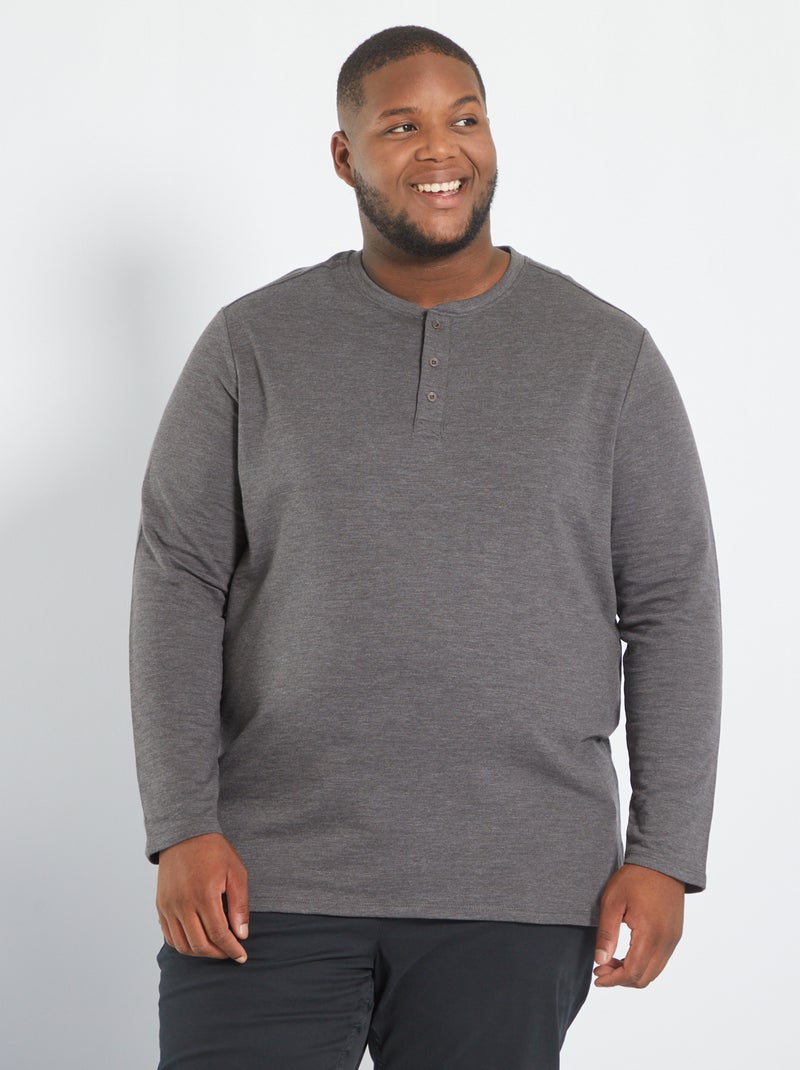 Polo de felpa con cuello mao GRIS - Kiabi