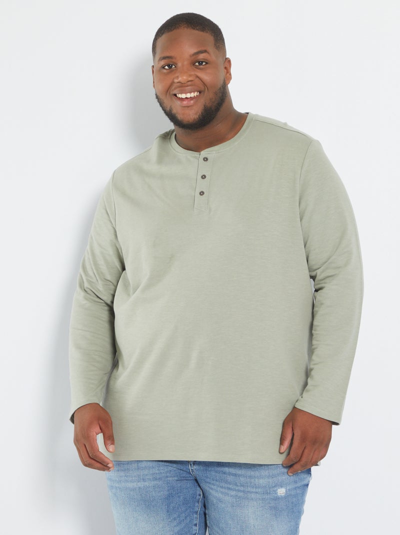 Polo de felpa con cuello mao gris - Kiabi