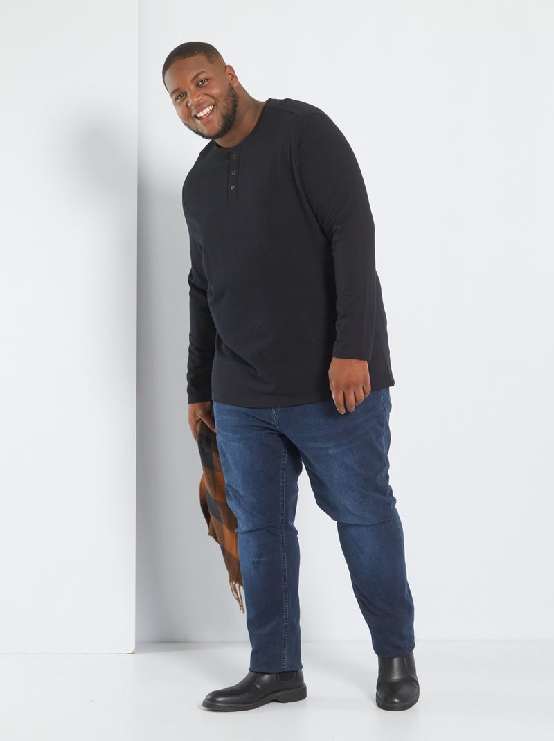 Polo de felpa con cuello mao Negro - Kiabi