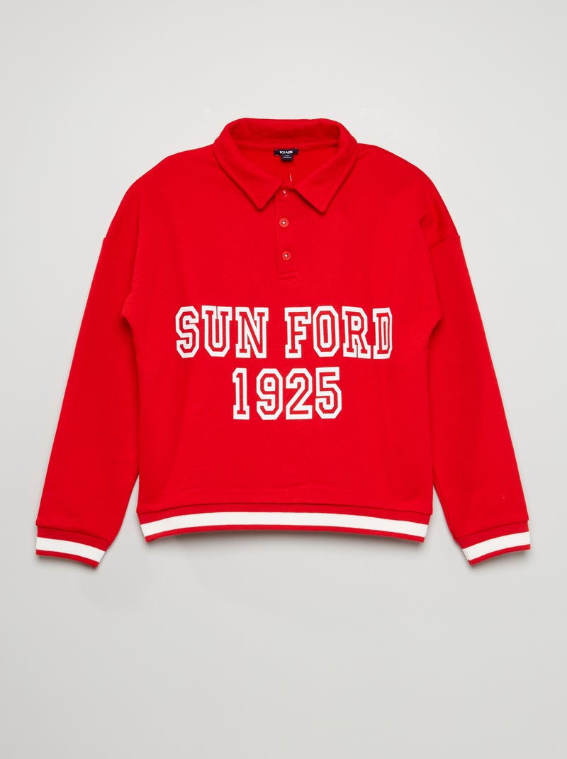 Polo de felpa con estampado ROJO - Kiabi