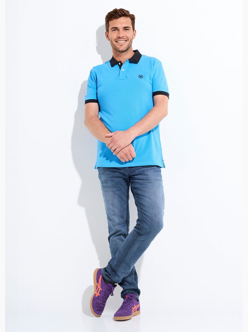 Polo de hombre con cuello y mangas en contraste. - AFIBEL Azul - Kiabi
