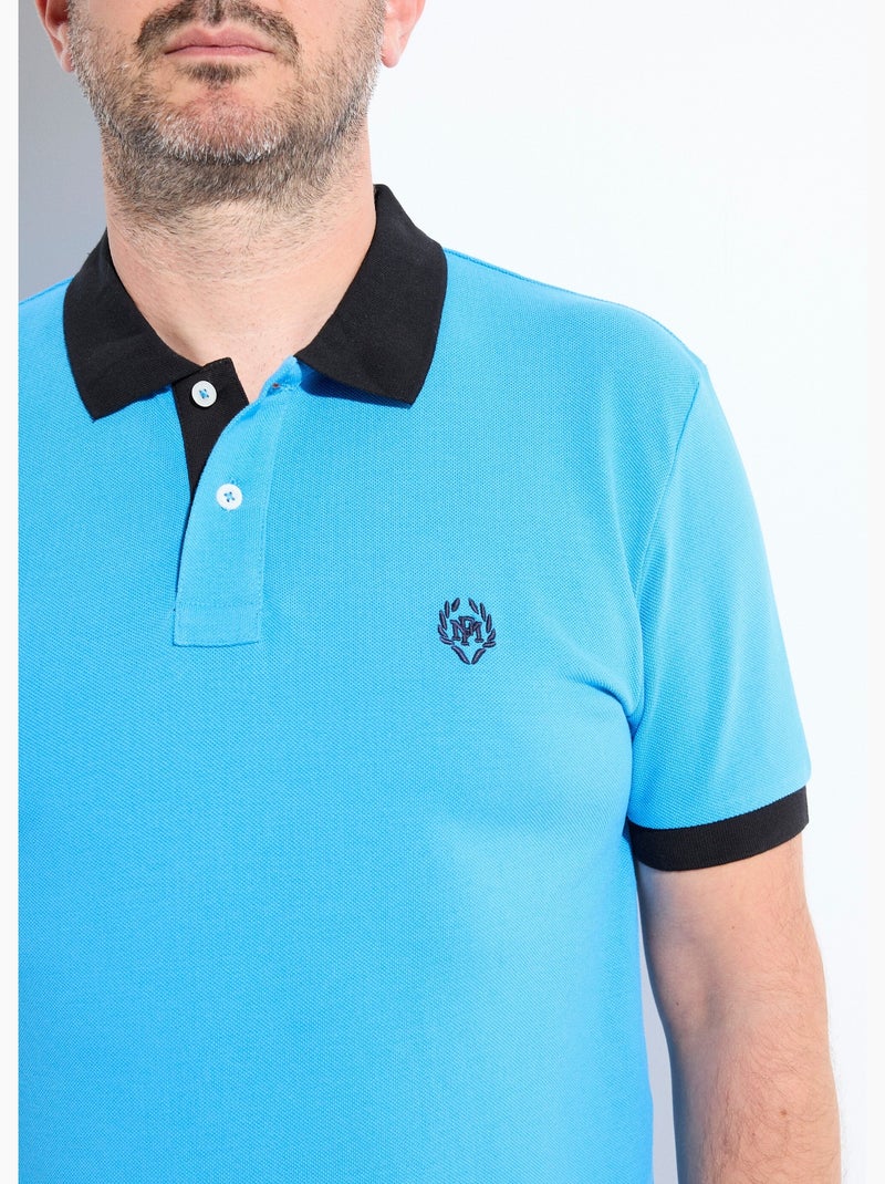 Polo de hombre con cuello y mangas en contraste. - AFIBEL Azul - Kiabi
