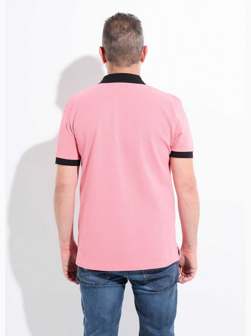 Polo de hombre con cuello y mangas en contraste. - AFIBEL Rosa claro - Kiabi