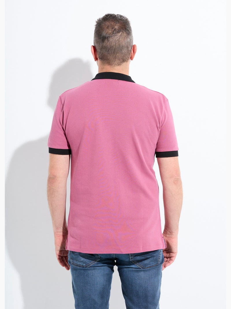 Polo de hombre con cuello y mangas en contraste. - AFIBEL Rosa oscuro - Kiabi