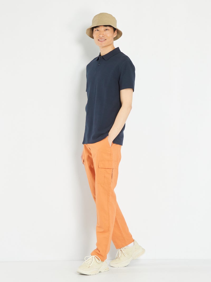 Polo de jacquard liso AZUL - Kiabi