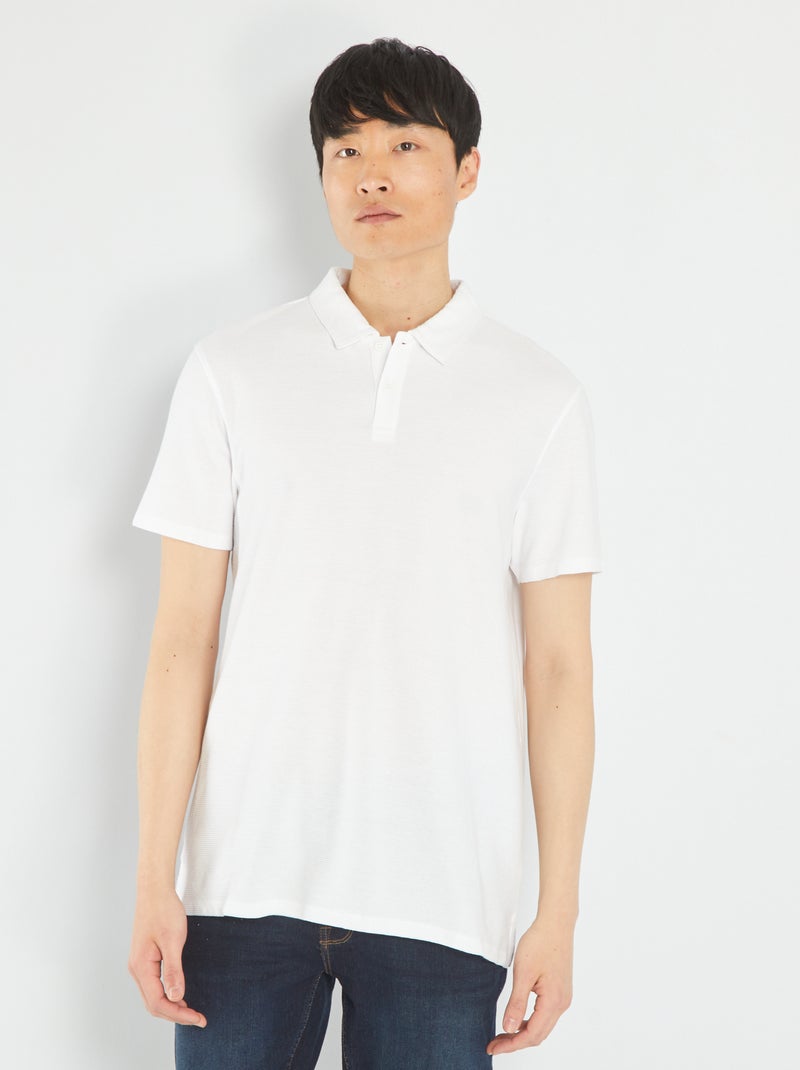Polo de jacquard liso Blanco - Kiabi