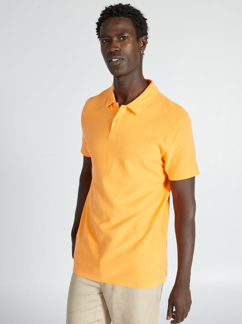 Polo de jacquard liso NARANJA - Kiabi