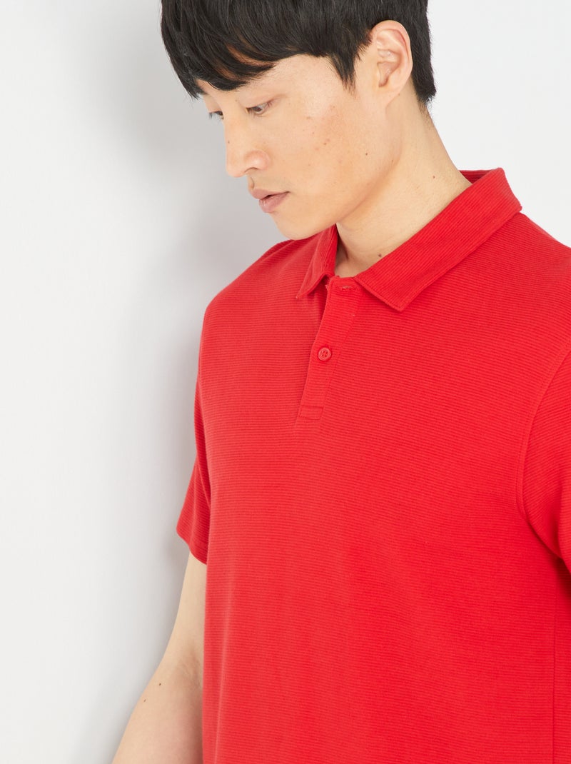 Polo de jacquard liso ROJO - Kiabi