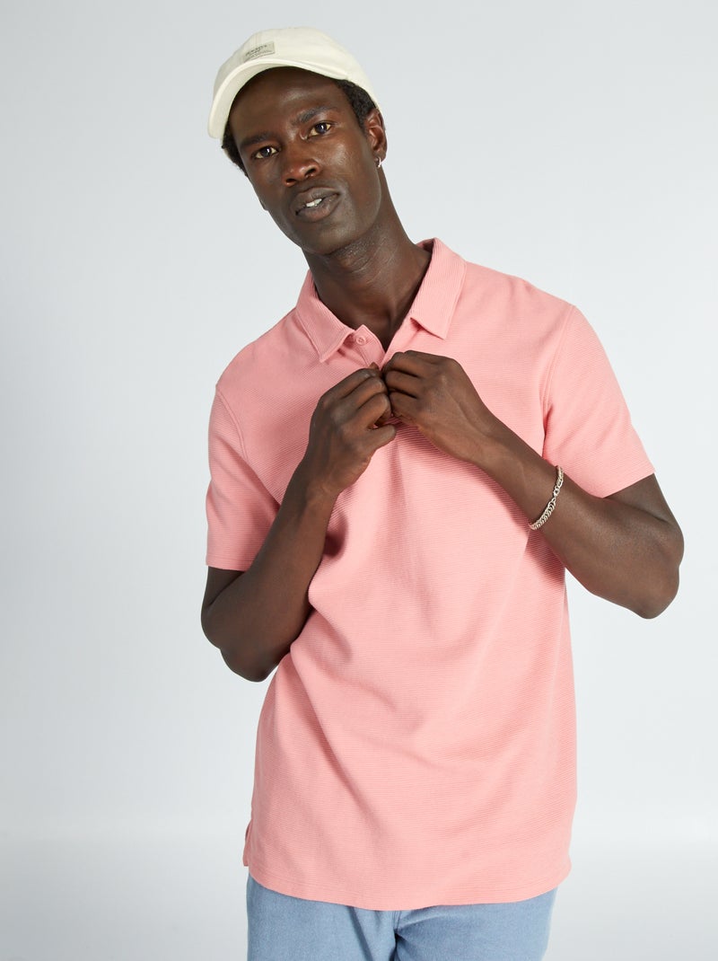 Polo de jacquard liso ROSA - Kiabi