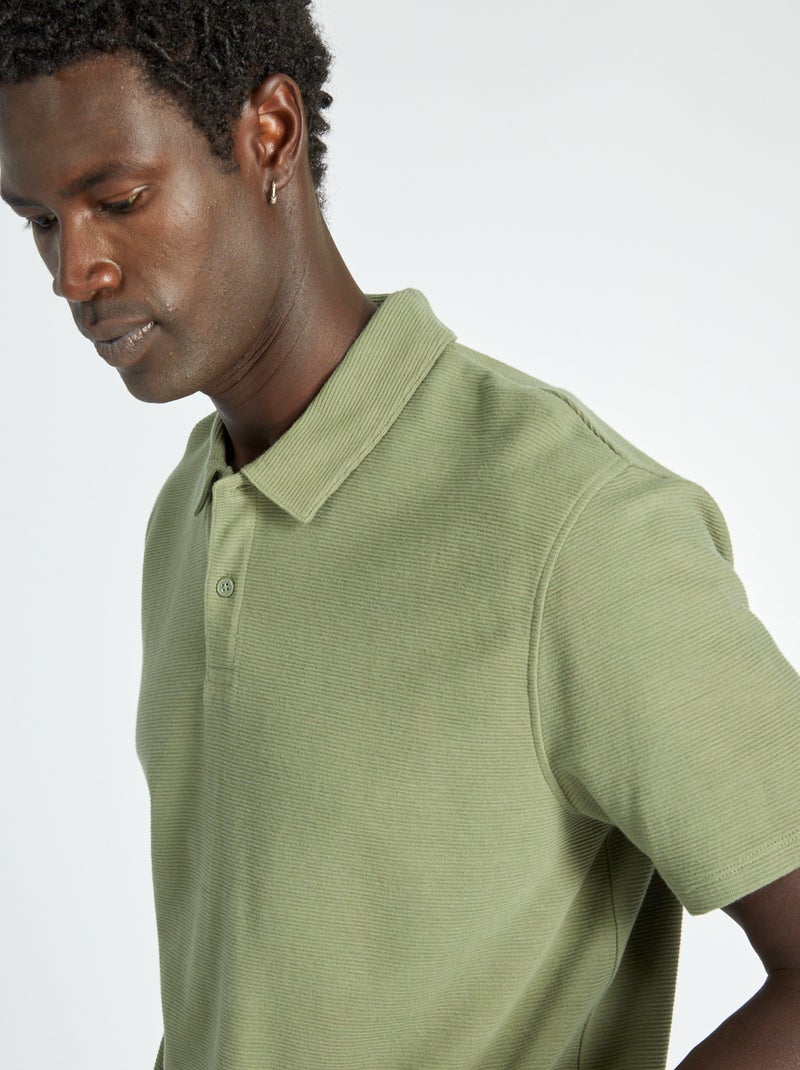 Polo de jacquard liso VERDE - Kiabi
