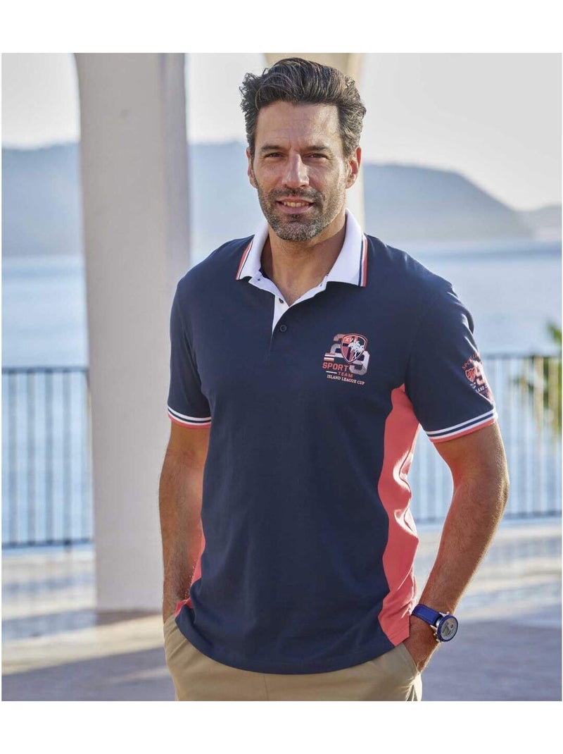 Polo de jersey de algodón manga corta island cup Azul marino - Kiabi