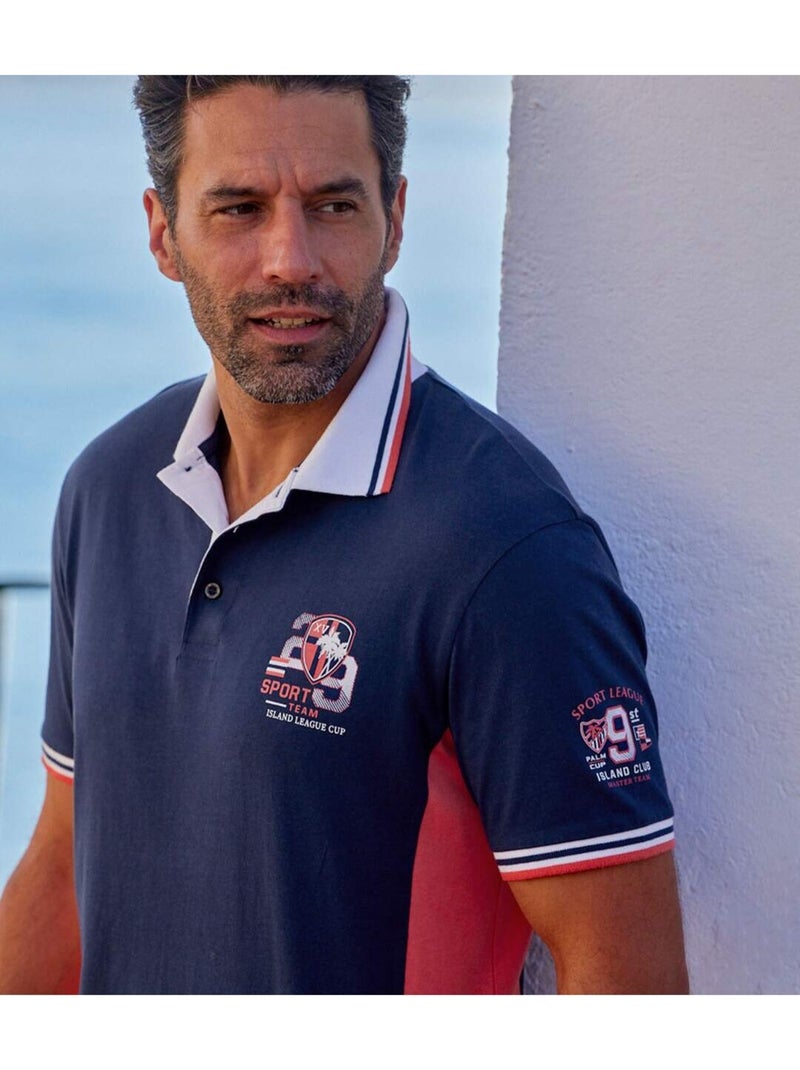 Polo de jersey de algodón manga corta island cup Azul marino - Kiabi