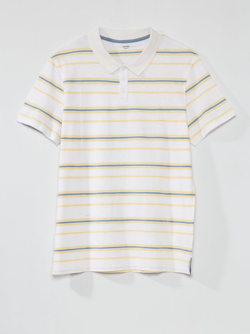 Polo de manga corta a rayas Blanco - Kiabi