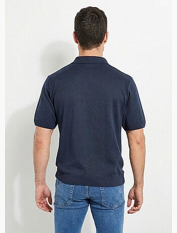 Polo de manga corta con cremallera y rayas jacquard - Afibel