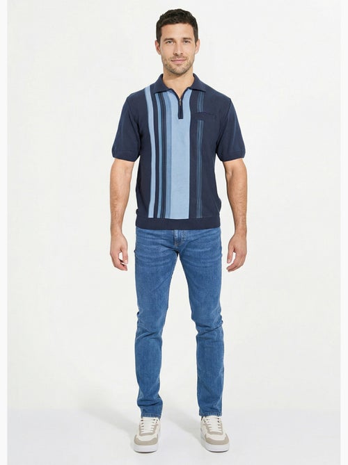 Polo de manga corta con cremallera y rayas jacquard - Afibel - Kiabi