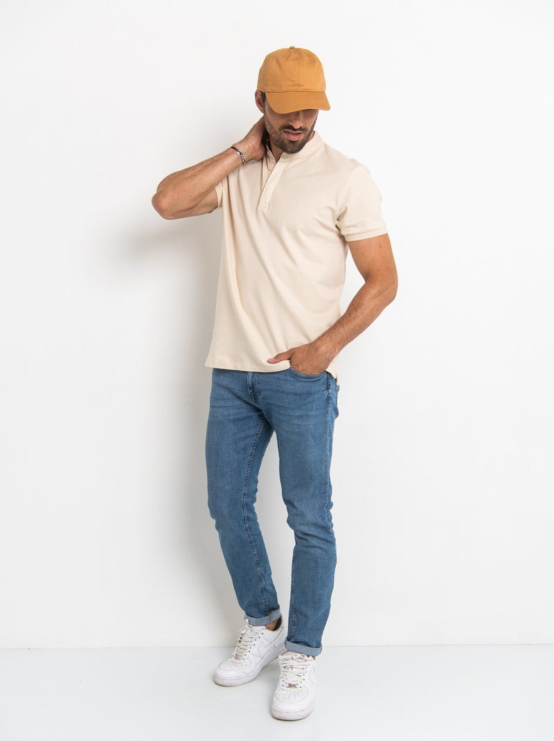 Polo de manga corta con cuello mao - AFIBEL Beige - Kiabi
