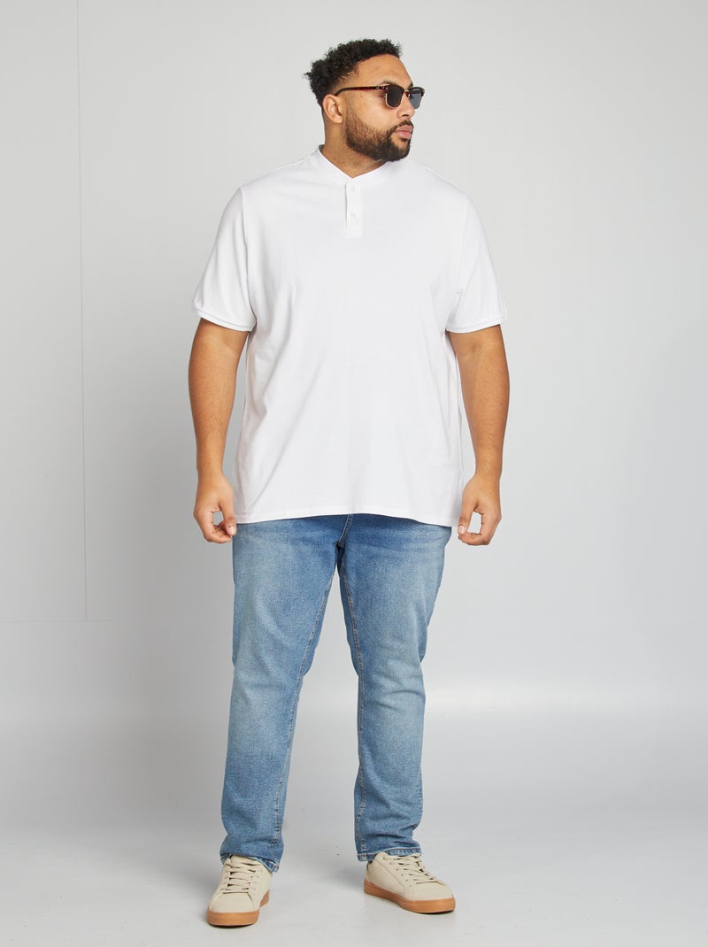 Polo de manga corta con cuello panadero blanco - Kiabi