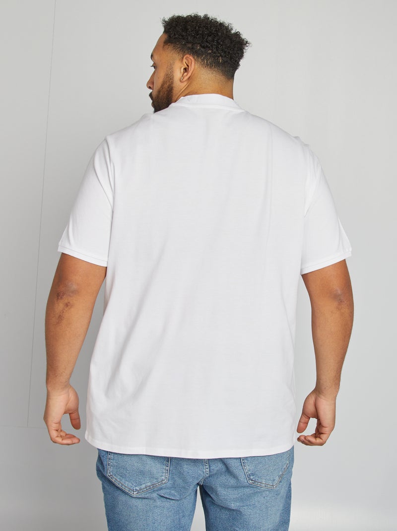 Polo de manga corta con cuello panadero blanco - Kiabi