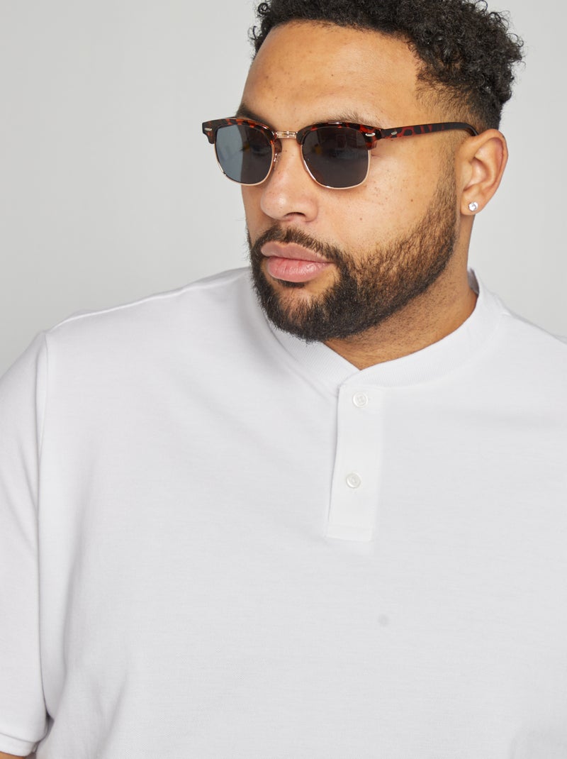 Polo de manga corta con cuello panadero blanco - Kiabi