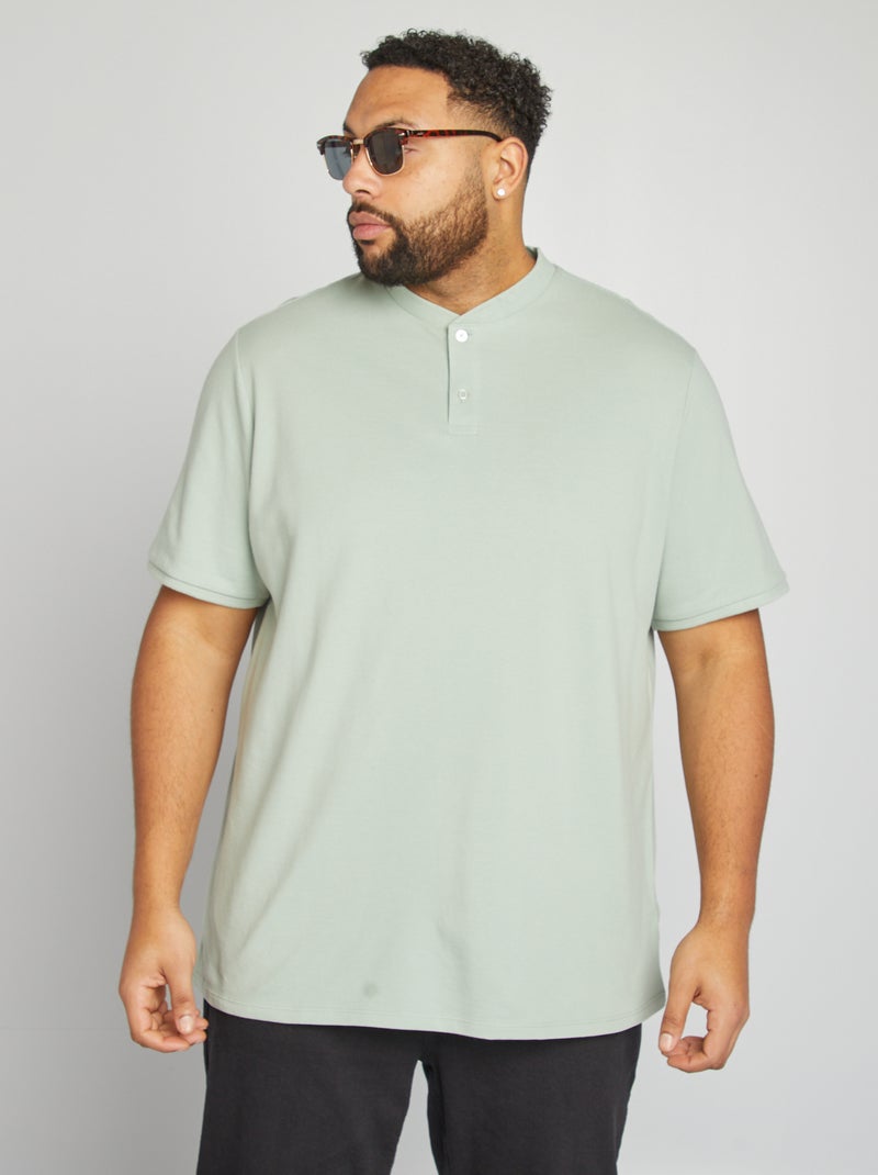 Polo de manga corta con cuello panadero VERDE - Kiabi