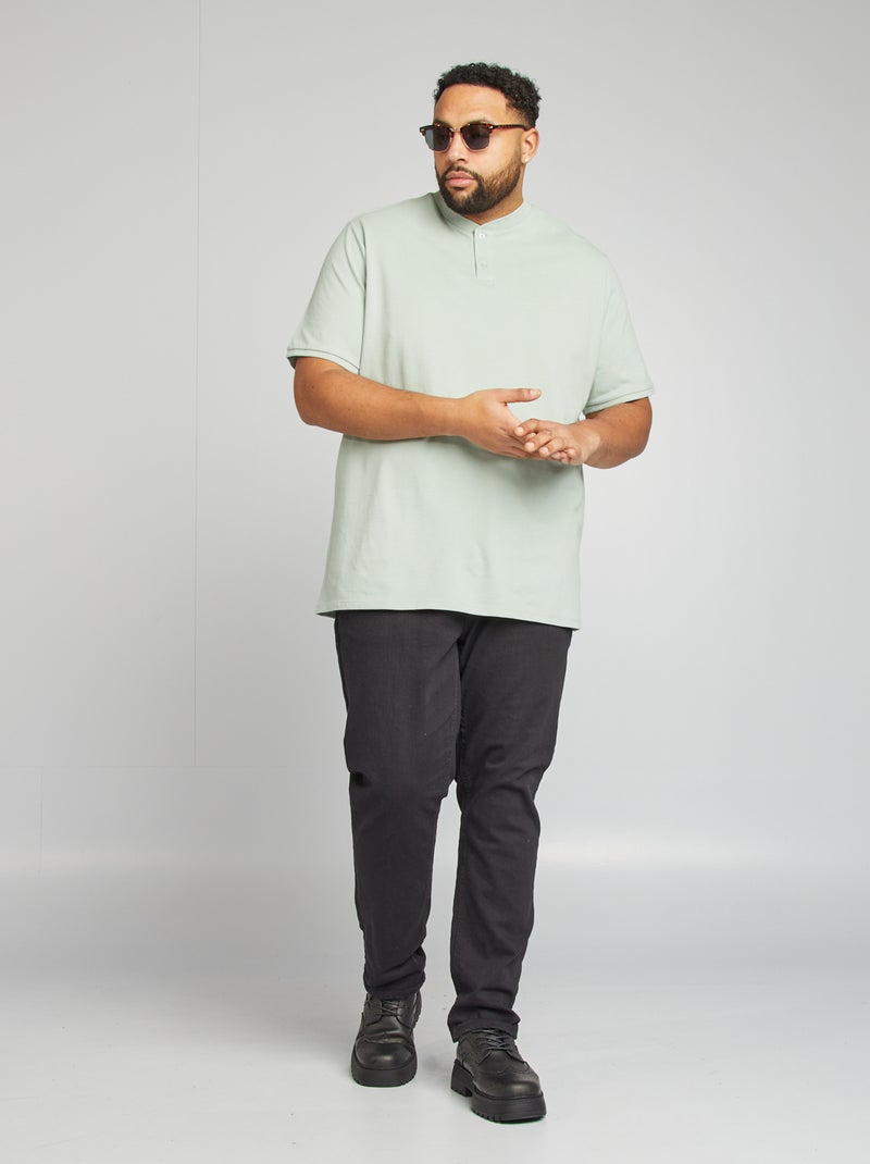 Polo de manga corta con cuello panadero VERDE - Kiabi