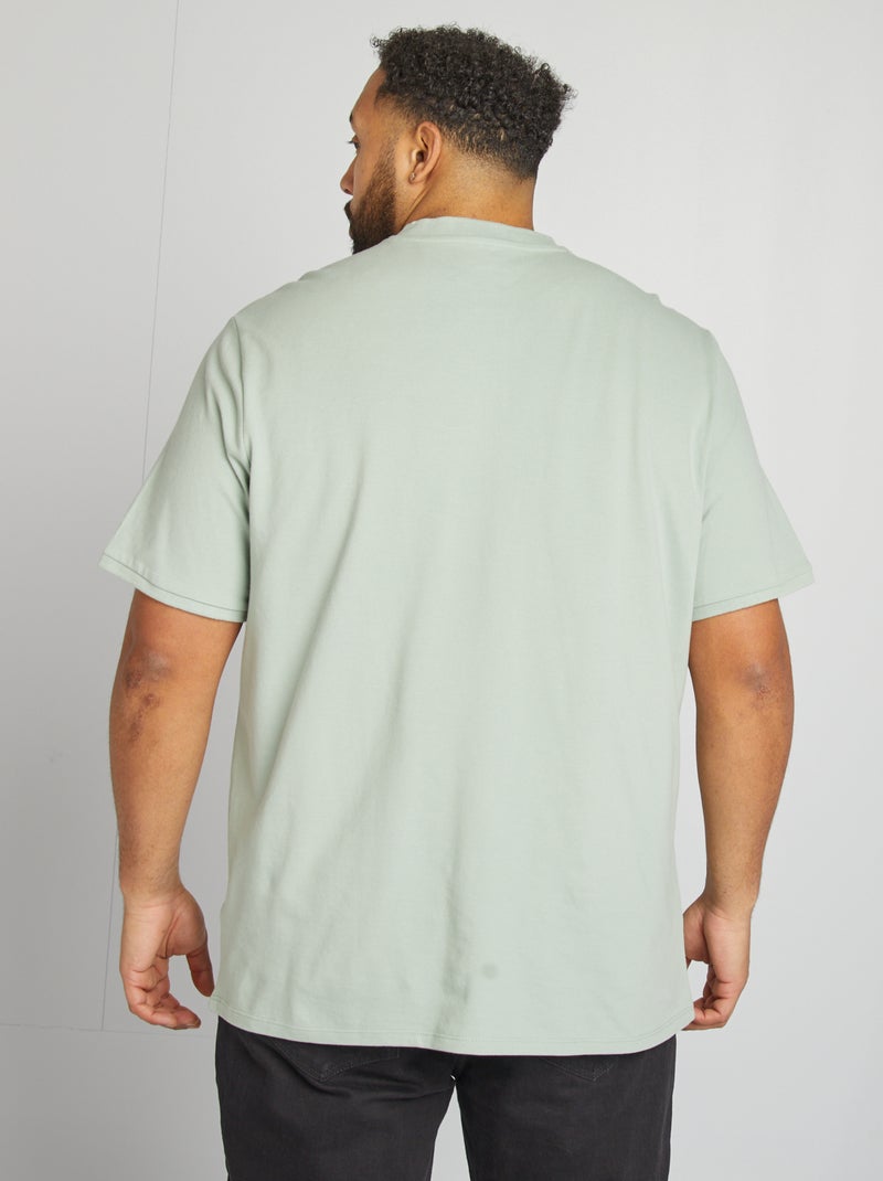 Polo de manga corta con cuello panadero VERDE - Kiabi