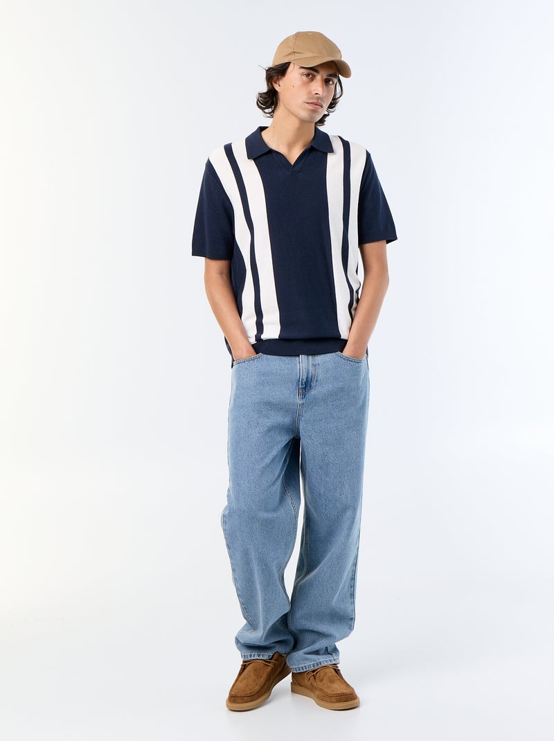 Polo de manga corta con cuello sin botones Azul - Kiabi