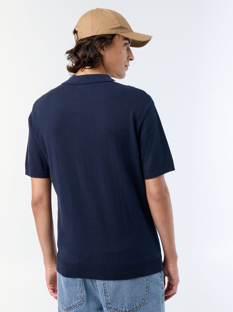 Polo de manga corta con cuello sin botones Azul - Kiabi