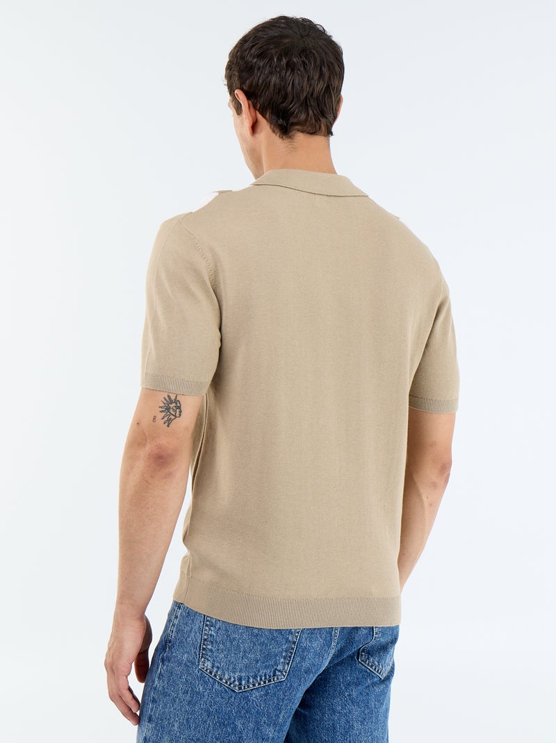 Polo de manga corta con cuello sin botones Beige - Kiabi