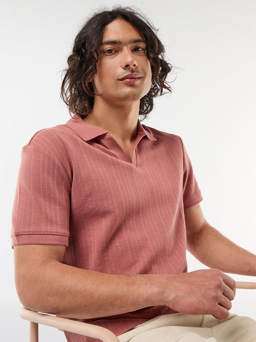 Polo de manga corta con tejido de nido de abeja - Kiabi