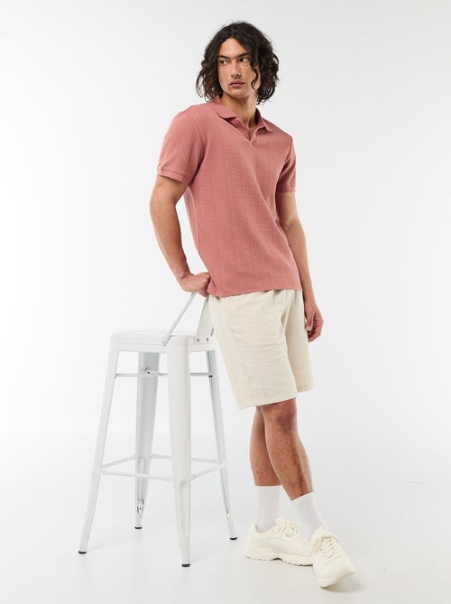 Polo de manga corta con tejido de nido de abeja - Kiabi