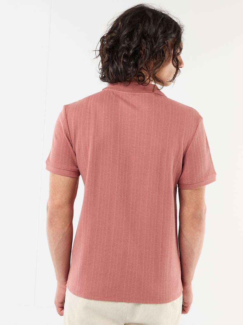 Polo de manga corta con tejido de nido de abeja Rosa - Kiabi