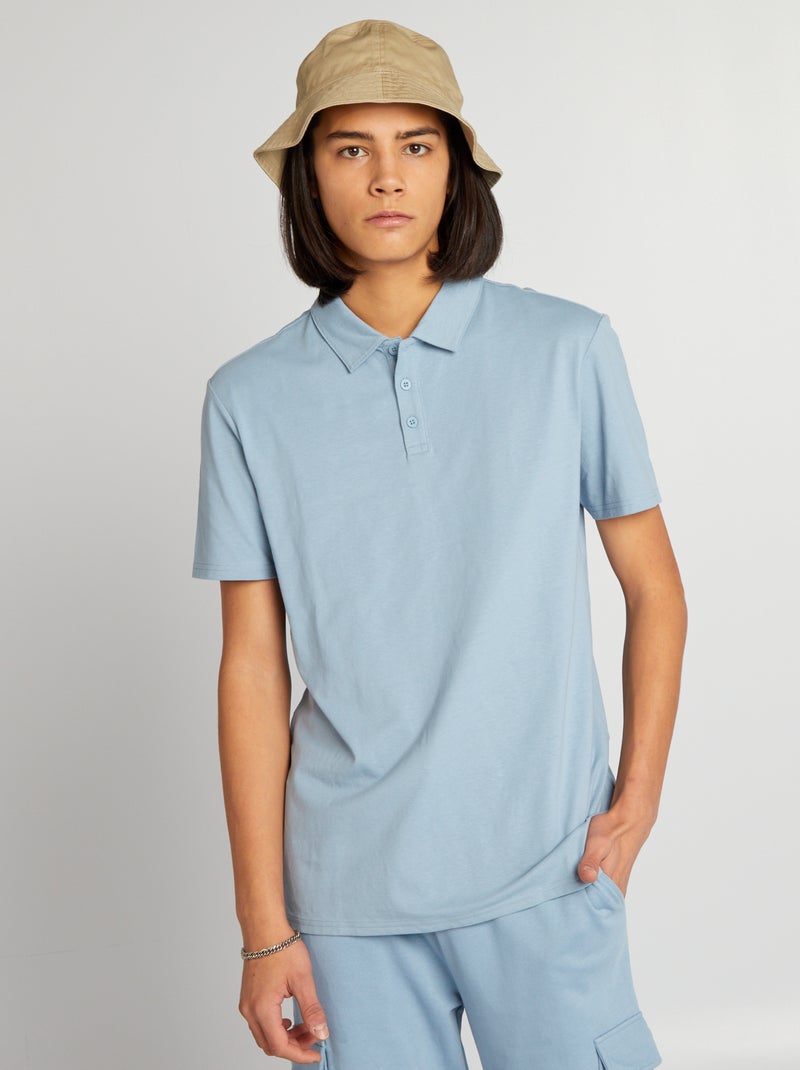 Polo de manga corta de algodón AZUL - Kiabi