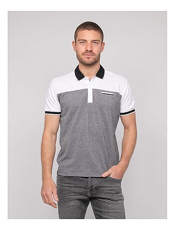 Polo de manga corta de algodón bicolor POPLINO