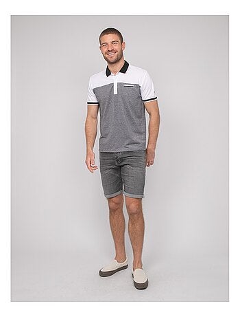 Polo de manga corta de algodón bicolor POPLINO